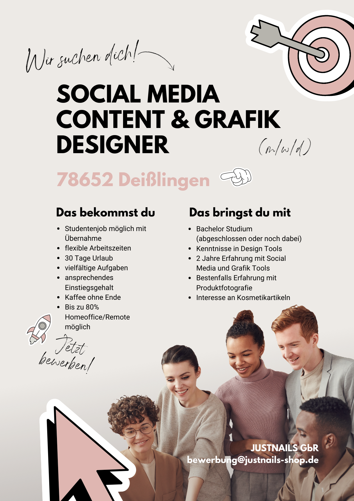 Rosa-beige-Sticker-Stellenanzeige-Job-Marketing-A4-Blatt